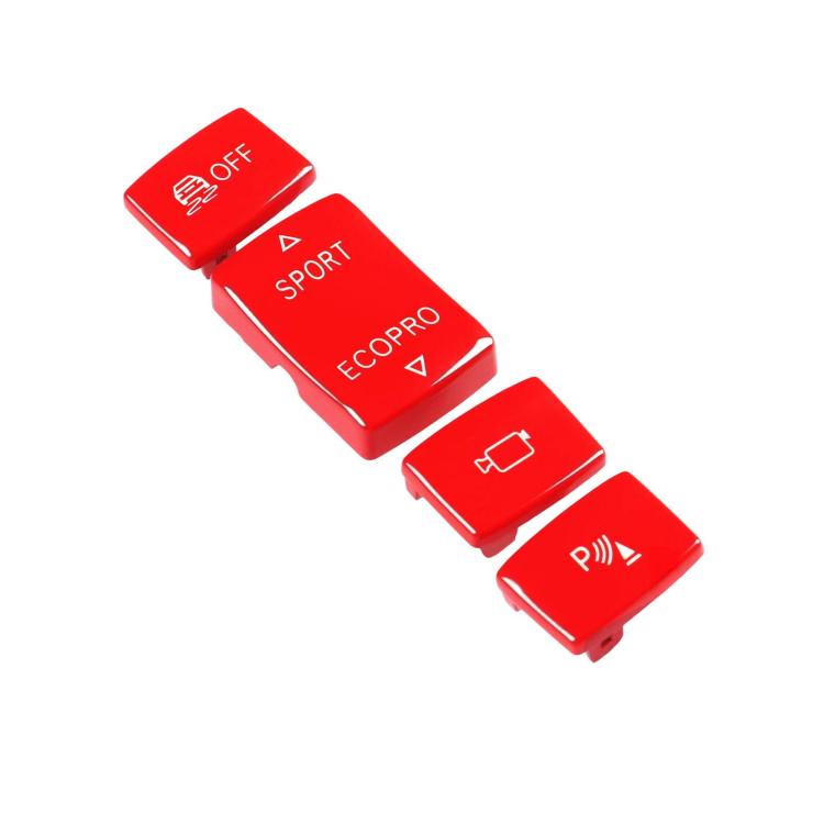 Car gear shift switch buttons set in red with SPORT, ECO PRO, and arrow icons