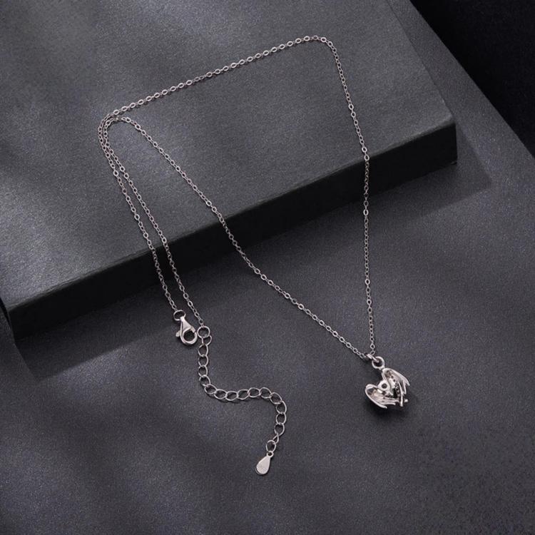 S925 Sterling Silver Heart Wing Moissanite Clavicle Necklace, MSN067