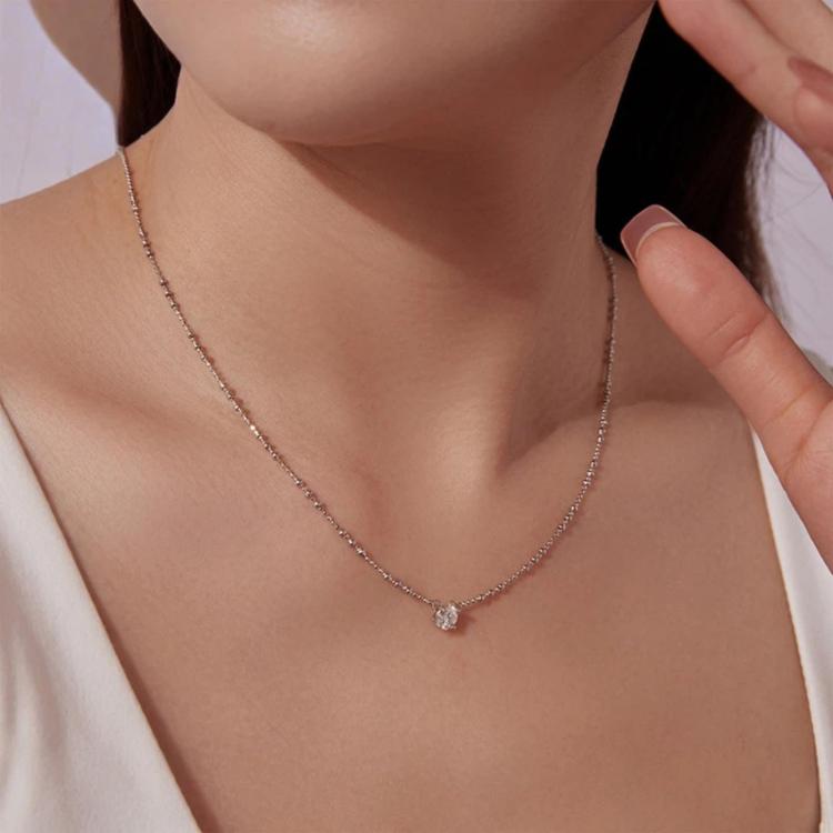 S925 Sterling Silver Moissanite Clavicle Necklace, MSN066
