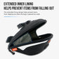 Hard shell bike saddle bag with inner lining panel visible and zipper seam