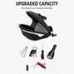 Black hard shell saddle bag with open top and included tools/accessories