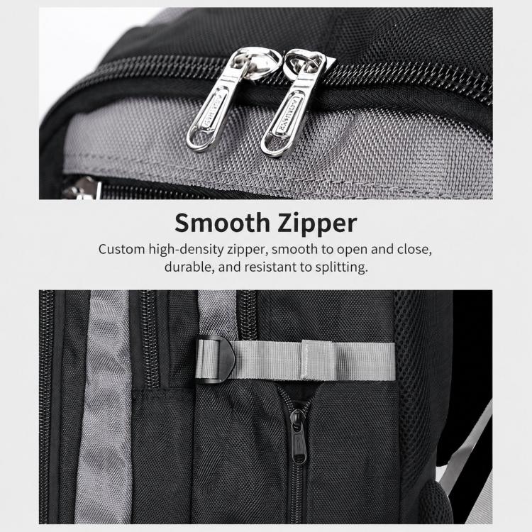 Black rolling backpack with smooth zippers and dual zipper pulls