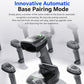 Wireless 2D barcode scanner on base for automatic pairing, dark gray body