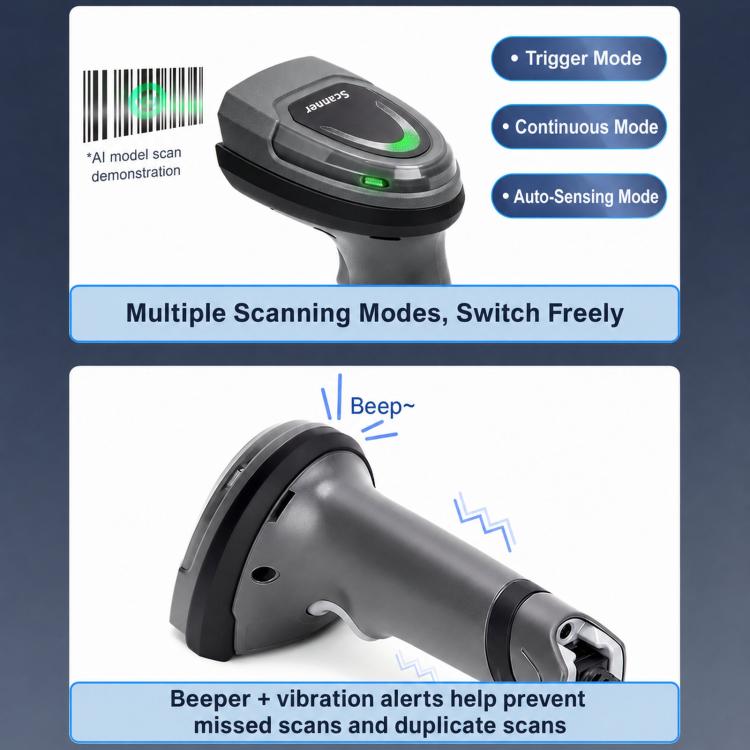 Wireless High-Speed QR Code Scanner 2.4G Bluetooth Barcode Reader For Supermarket, BWHS28Plus