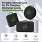 Portable EV cable storage case set in black with green charging logo, zippered tops