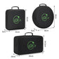 EV cable storage case set: square, round, and rectangular black bags with green icon