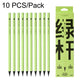 2B drawing pencils, green hex barrel, 10-pack with black sharpened tips.