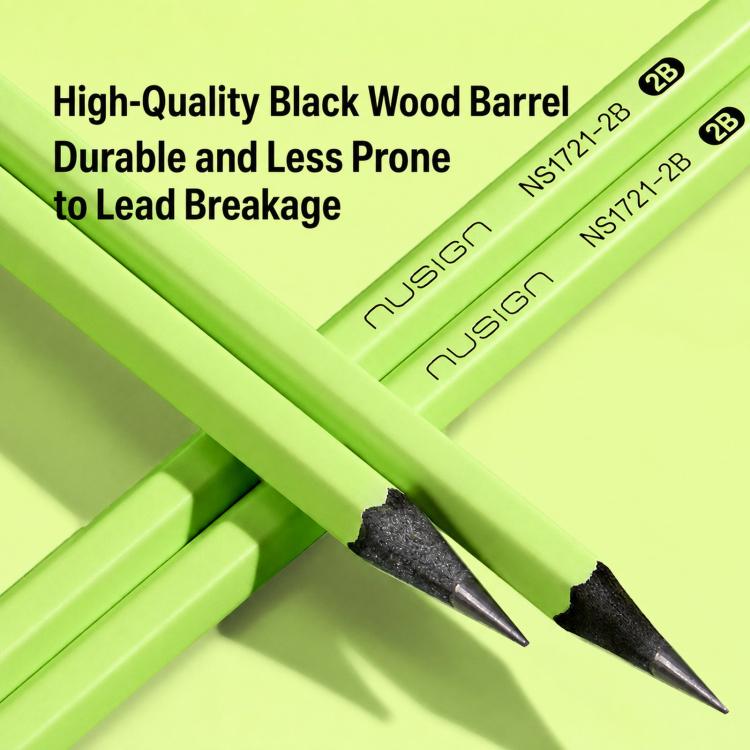 Close-up of 2B green wood-barrel pencil tips on a pencil pack.