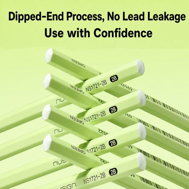 2B green pencils fanned out with dipped ends, no lead leakage design.