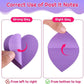 Purple heart-shaped sticky notes, showing adhesive peeling and re-sticking
