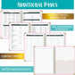 Planner interior pages showing additional sections, quick reference, and holidays