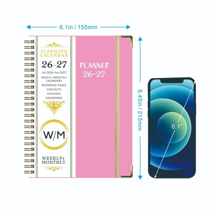 A5 hardcover spiral planner cover in lake blue with gold edge and spine tabs