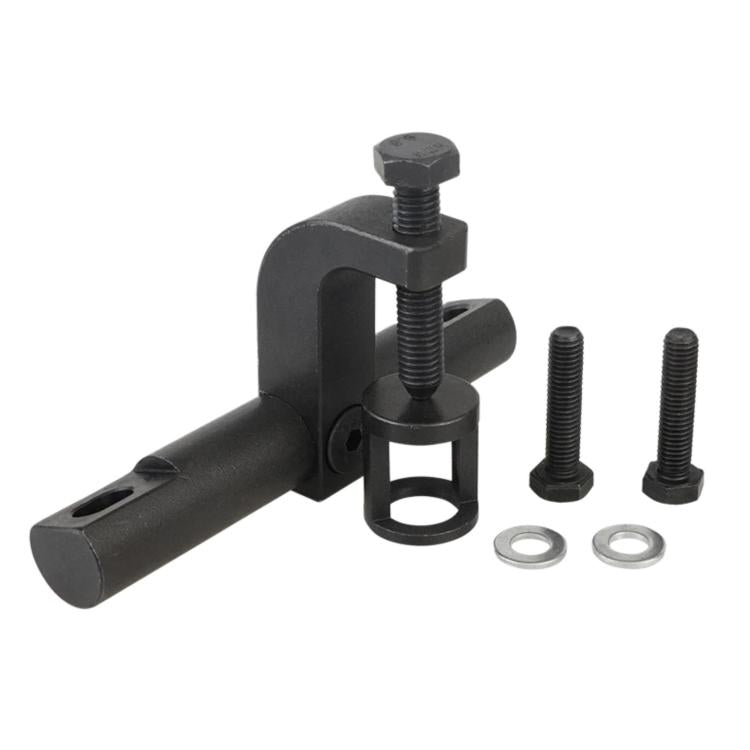 Black valve spring compressor tool with screws and circular retainer rings