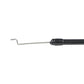 Straight metal end throttle cable with black connector and protective sleeve