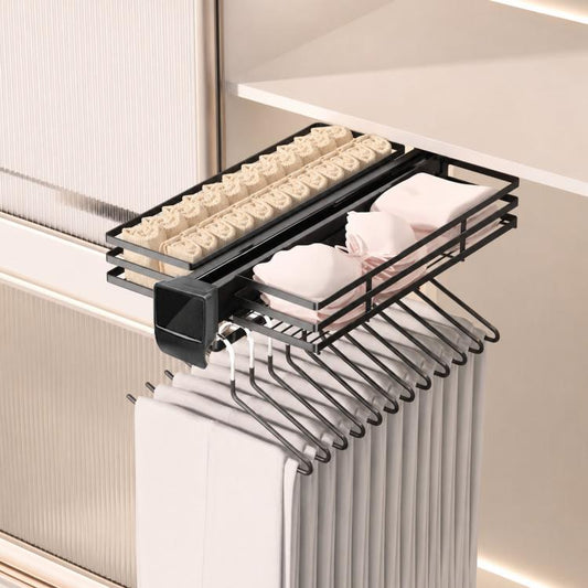 Pull Out Closet Pants Rack Organizer Slide Out Wardrobe Storage Basket, 41cm, 46cm, 51cm, 56cm, Cushioned 41cm, Cushioned 46cm, Cushioned 51cm, Cushioned 56cm