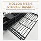 Slide-out closet pants rack with reinforced hollow mesh storage basket