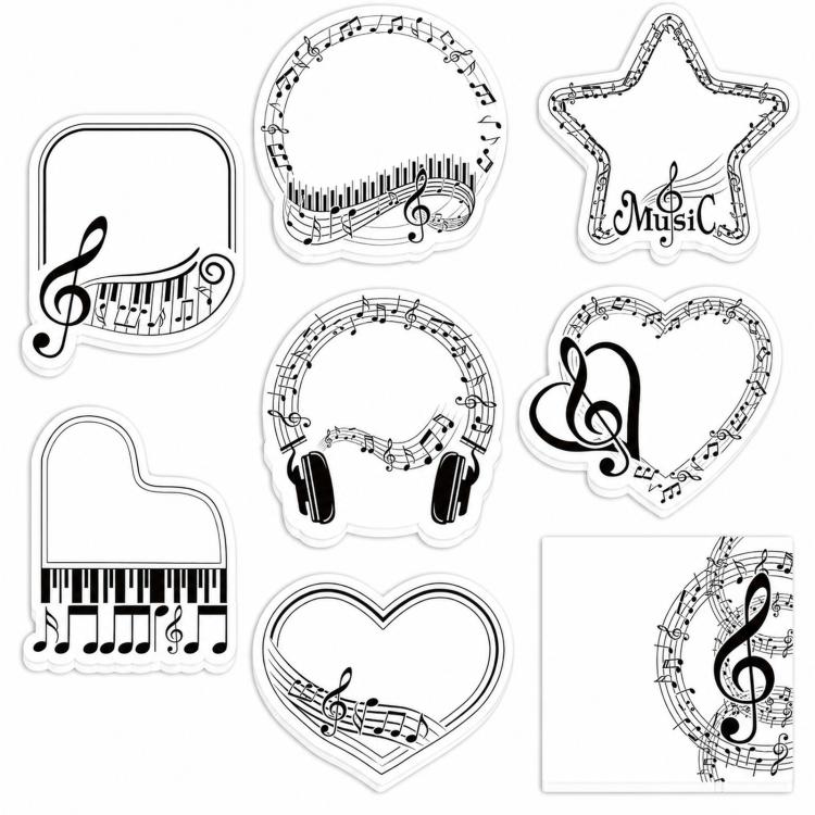 Assorted music note sticky pads in heart, star, and treble clef sticker shapes