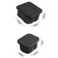 Black ribbed rubber plug cover with visible size measurements