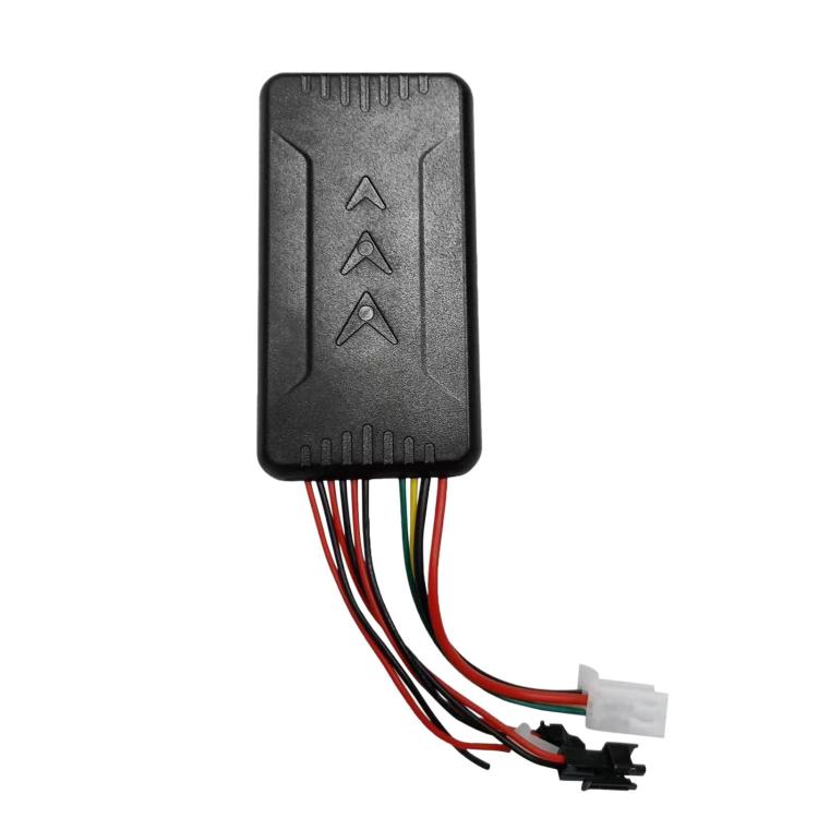 Vehicle GPS tracker module with black housing and wired connector harness