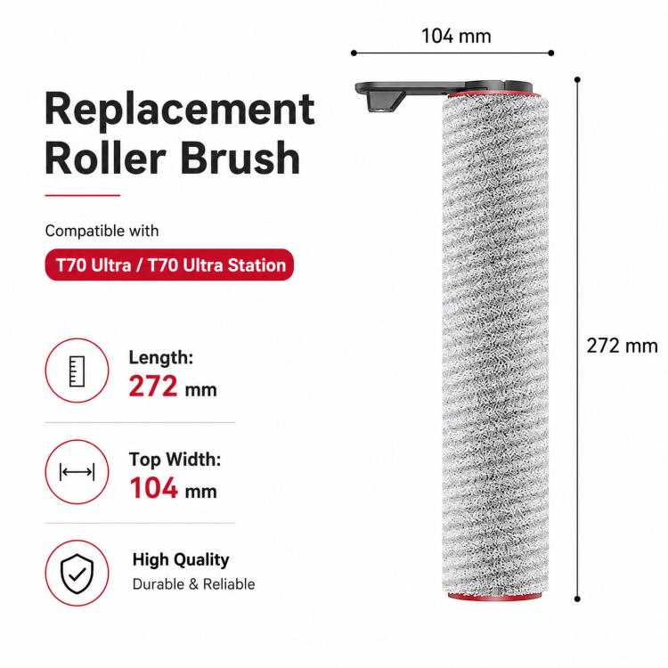 Replacement roller brush with red cap, 104 mm top width and 272 mm height.