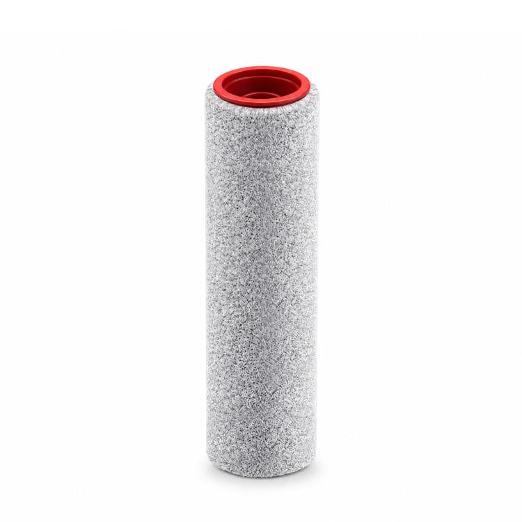 Replacement vacuum filter cartridge, grey foam filter with red top rim.