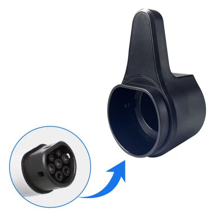Black EV charger wall mount holster with face-on connector opening