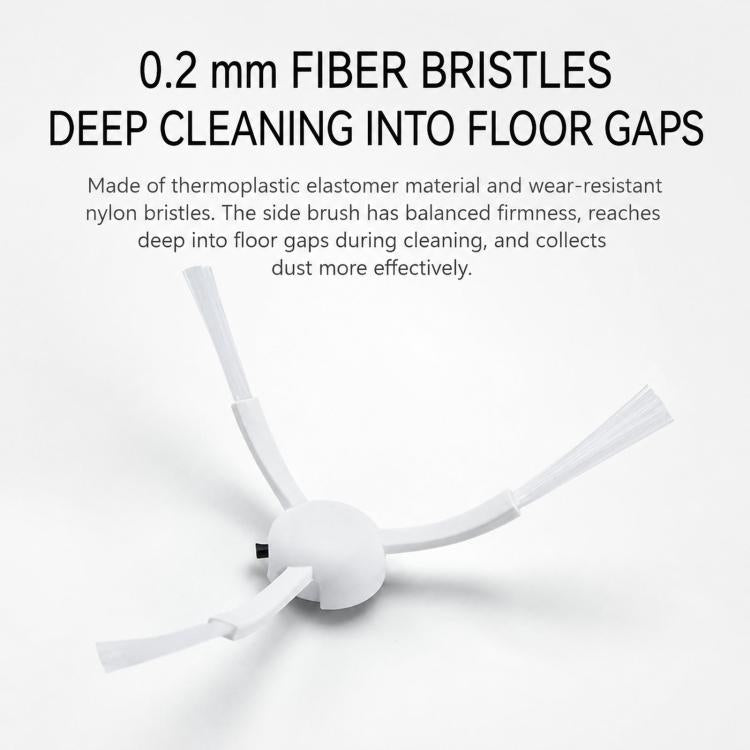 White nylon side brush with thin fiber bristles for cleaning floor edges