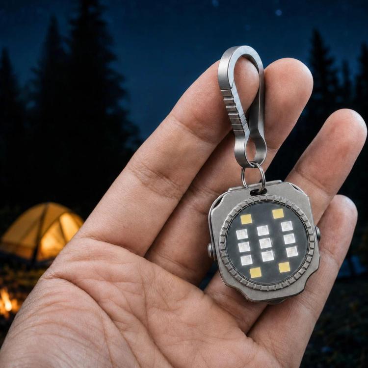 Mini Square Titanium Alloy EDC Flashlight Magnetic Type-C Rechargeable Portable Keychain