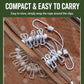 Compact clothesline rope wrapped with multiple clips for easy storage