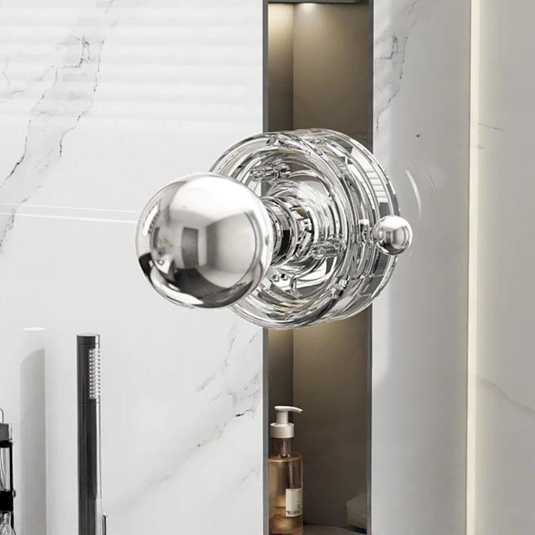 Clear suction cup door handle bar with chrome round grips for glass doors