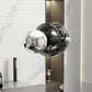 Clear suction cup door handle bar with chrome round grips and dark suction face