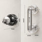 Chrome suction cup door handle pull with clear cups and size measurements