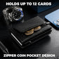 Carbon fiber slim wallet with zipper coin pocket and RFID card holder design