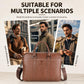 Brown leather briefcase with top handles and front pocket, centered for visibility