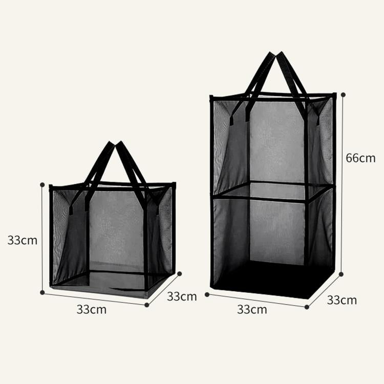 Collapsible Mesh Laundry Hamper Portable Clothes Storage Basket With Handles, Single Layer Black, Single Layer White, Single Layer Gray, Double Layer Black, Double Layer White
