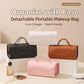 Roll-up makeup bag set in white, pink, black, and orange with clear organizers