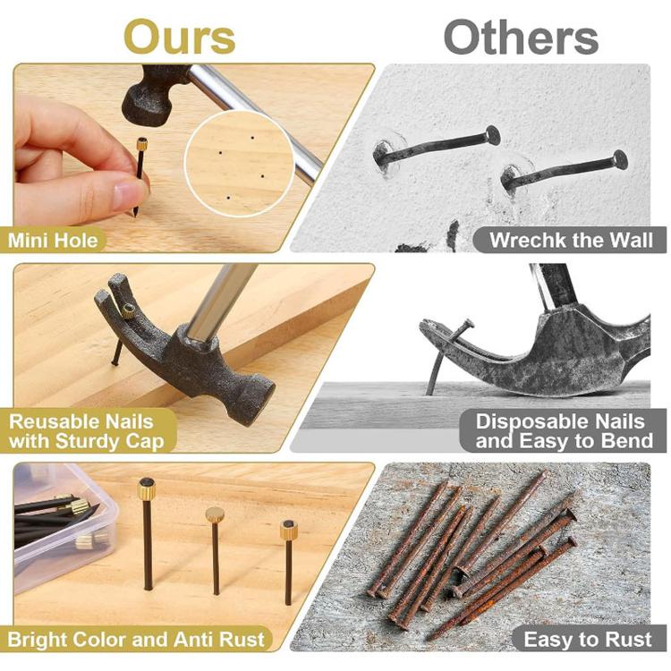 90 in 1 Picture Frame Nails Through-Core Copper Cap Nails & Copper Head Nails, 90 in 1