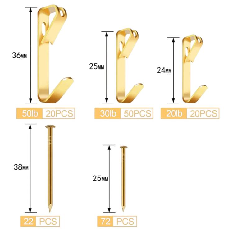 184 in 1 Metal Picture Frame Hook Set For Frame And Decor Hanging, 184 in 1