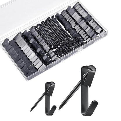 Picture Frame & Key Hanging Hook Set With Nails, Black