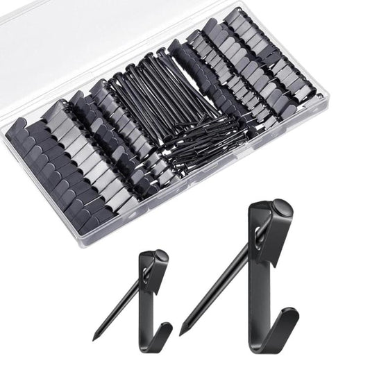 Picture Frame & Key Hanging Hook Set With Nails, Black