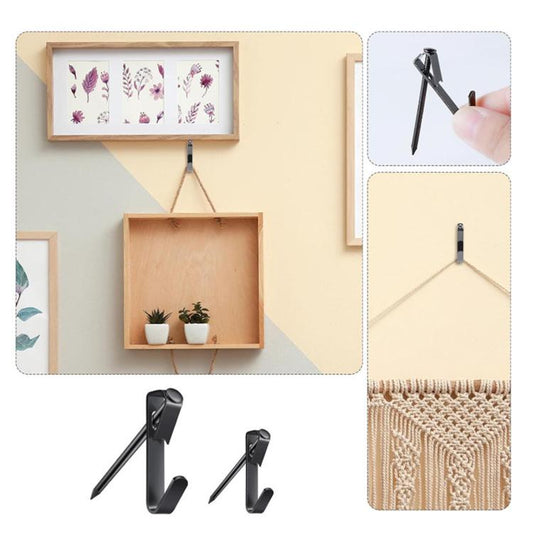 Picture Frame & Key Hanging Hook Set With Nails, Black