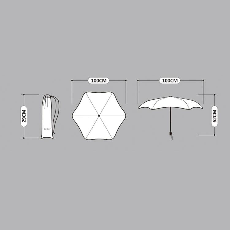 OLYCAT Three-Fold Black Coating Sun Umbrella Manual Sunny And Rain Dual-Purpose Umbrella