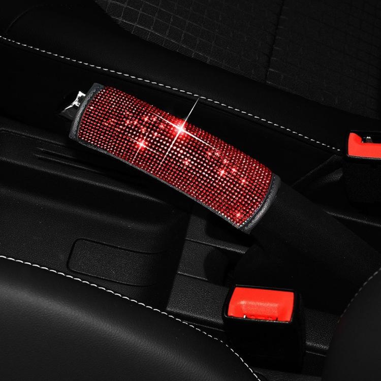 Rhinestone car handbrake cover with red crystal grid sparkle over parking lever
