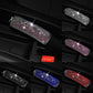 Rhinestone car handbrake cover shown in multiple colors with crystal sparkle