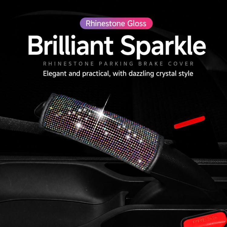 Rhinestone parking brake cover with multicolor crystals and bright center shine