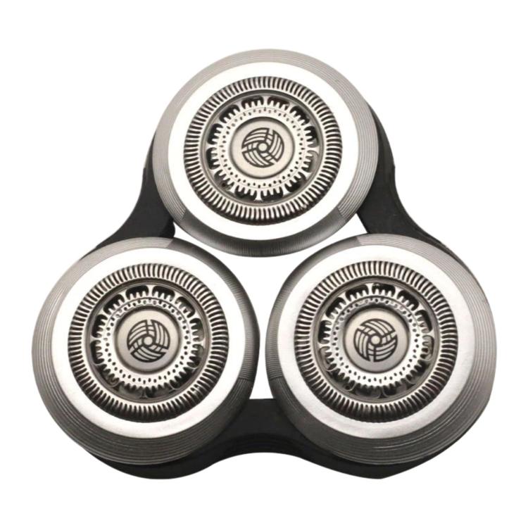 Three-head electric shaver foil and cutter assembly, silver and dark gray