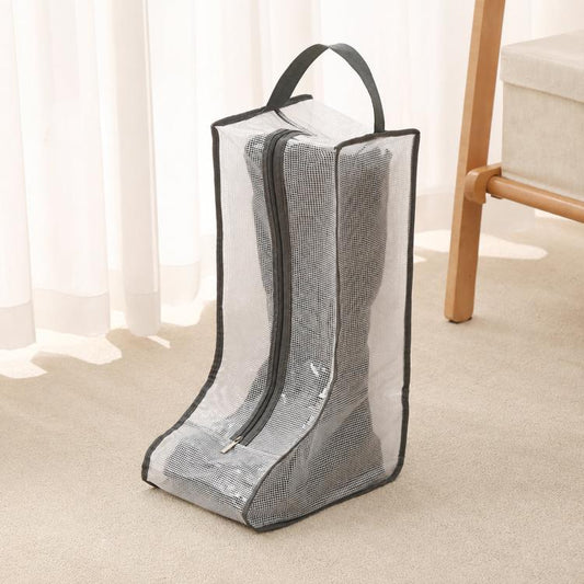 Clear Boot Storage Bags Waterproof Shoes Dust Cover With Handle & Zipper, 28x20x28cm Gray, 28x20x28cm Black, 28x20x48cm Gray, 28x20x48cm Black, 20x40cm Gray, 20x40cm Black