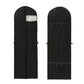 Black garment bag with arched top and black trim, dust cover storage cover