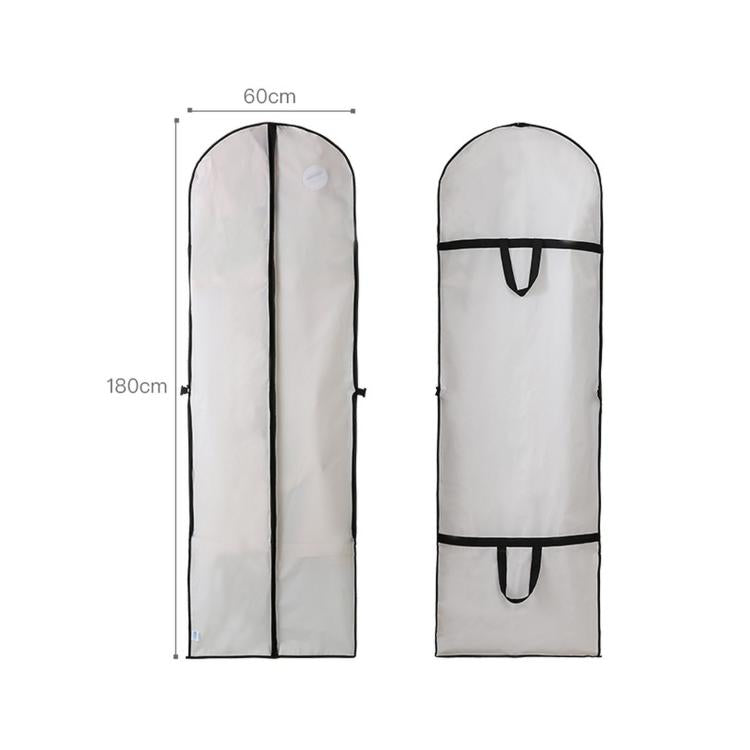White upright garment bag cover with two side zippers and hanging handles, 60x180 cm
