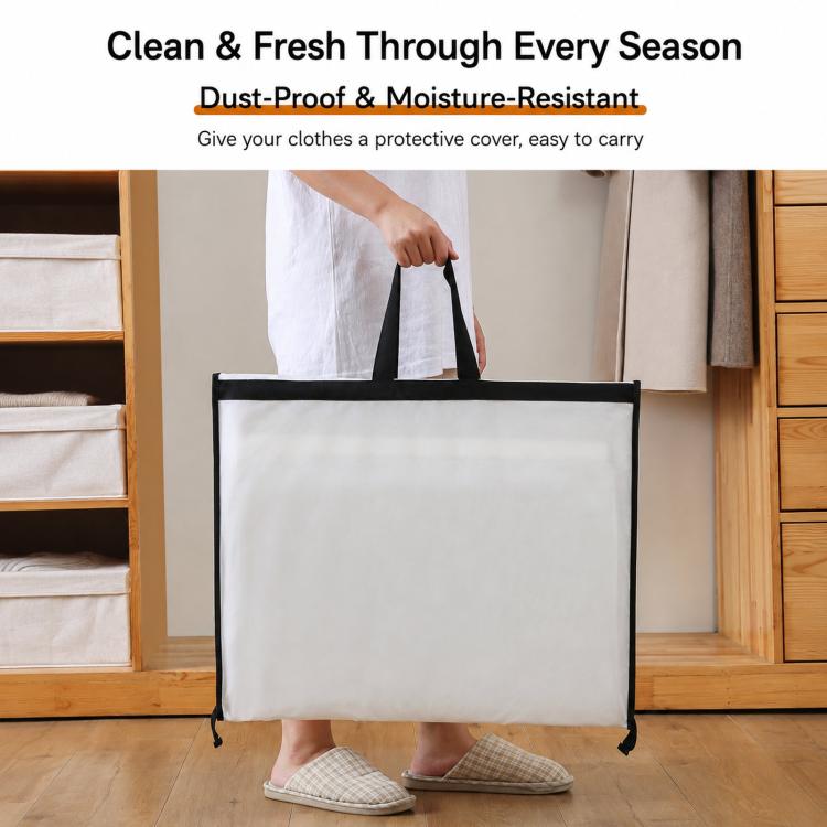 White protective clothing cover with black handles, dust-resistant style bag